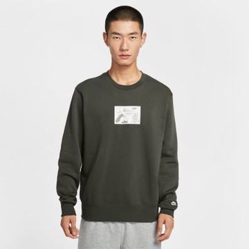 NIKE  AS M NK CLUB BB CRW REISSUE 長袖上衣 男 大學T 磨毛 綠-HV1245355