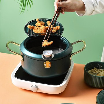 【特價清倉】日式油炸鍋家用不銹鋼不粘煎鍋可控溫燃氣電磁爐通用