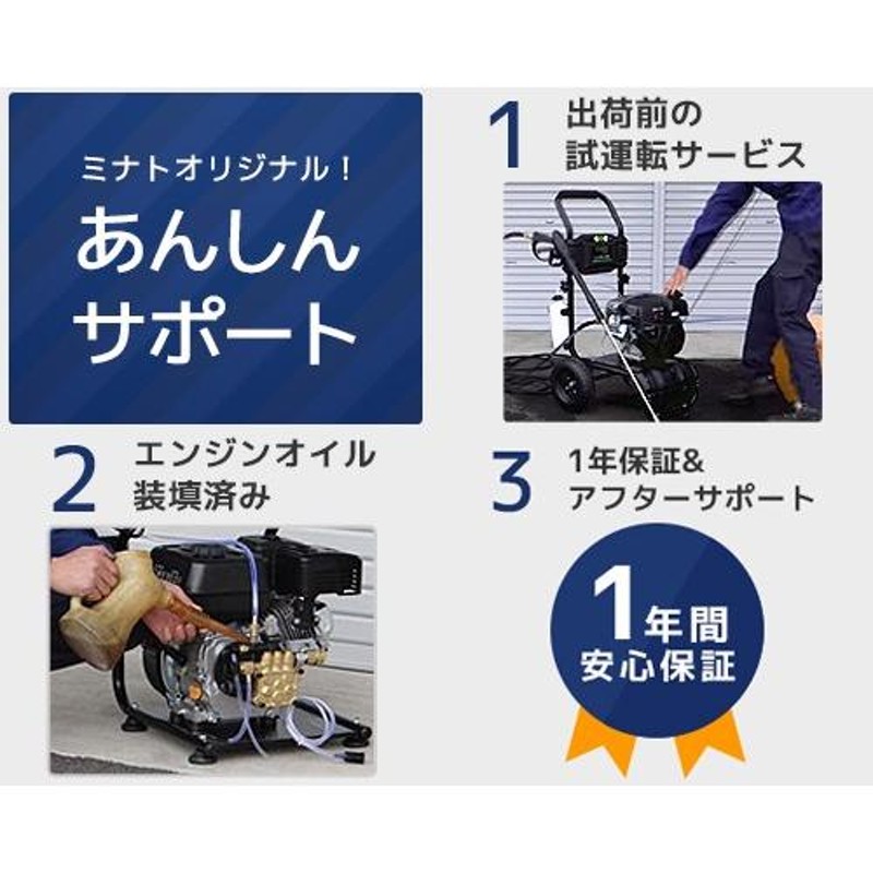 ミナト エンジン式 高圧洗浄機 PWE-1509K-PRO＋回転ノズル＋延長高圧