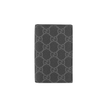 [平輸]GUCCI GG Emblem 塗層帆布對開卡片夾/名片夾(黑灰色)