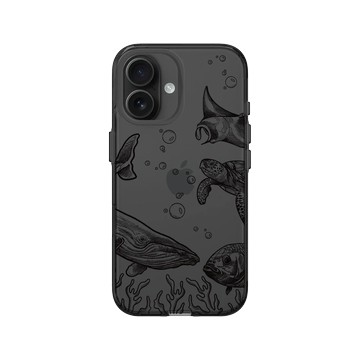 iPhone 16 Clear (相機按鈕) 酷墨灰 - MYMY REVERZ TATTOO - 海底世界