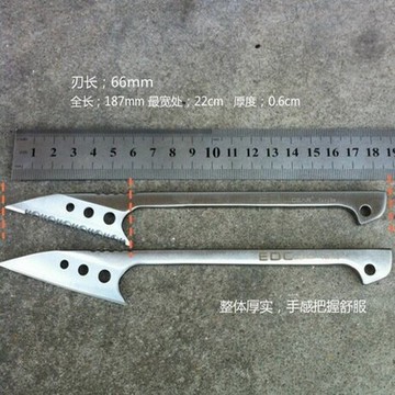 戶外多功能不銹鋼小刀帶K鞘傘繩殺魚去鱗釣魚叉EDC野營求生小工具