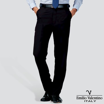 【Emilio Valentino】商務平面西裝褲-黑