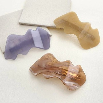 ｜OSEWAYA｜ 波浪大理石髮夾 淺褐 髮飾 髮夾 彈簧髮夾 日本飾品