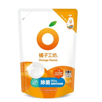 橘子工坊溫和除菌碗盤洗滌液洗碗精補充包500ml