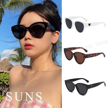 【SUNS】韓版ins墨鏡 愛心造型韓妞必備款 網紅抖音款必太陽眼鏡 抗UV(6055)