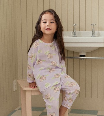 愛心緞帶狗狗-【寬鬆】植纖衣長袖韓國童裝-K60309