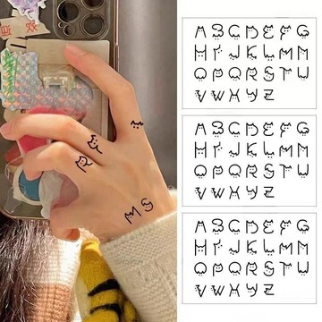 🍀初夏上新🍀小貓字母紋身貼女圖案貼紙ins手指防水持久26字母DIY仿真