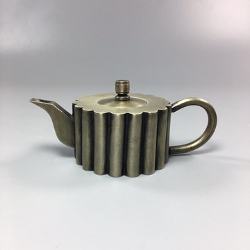 復古做舊 純白銅鎳白銅小酒壺 圓柱紋 仿古工藝 古玩 擺件