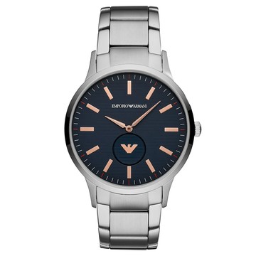 ARMANI AR11137 玫瑰金黑配色 秒針小圓盤 不鏽鋼 石英錶