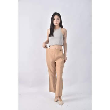 (XL) louis vuitton高腰羊毛時尚土黃色長褲二手衣