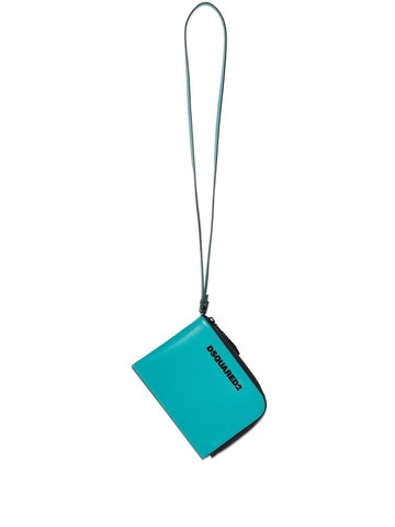 Dsquared2 - neck-strap leather wallet - men - Calf Leather/Cotton - One Size - Blue