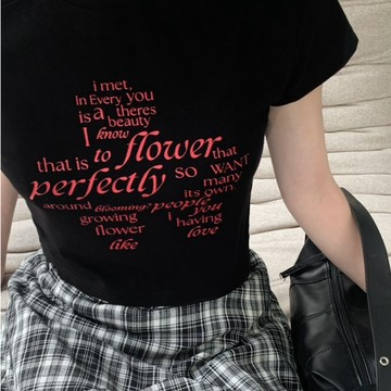 ATTENTION-#十年紅花 ILOVE英字花小tee