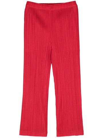Pleats Please Issey Miyake - Thicker pleated straight-leg trousers - women - Polyester - 3 - Red