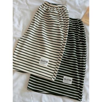 睡褲短褲男女同款夏季純棉條紋沙灘褲高級感可外穿情侶款休閑居家