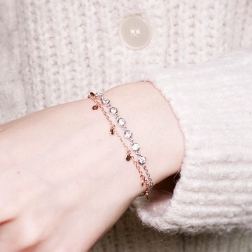ART64 依戀的溫度 雙層手鍊 925純銀手鍊 鍍玫瑰金 女生手鍊