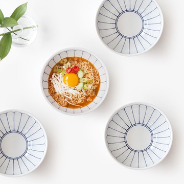 NICOTT 雛菊拉麵碗4件組  白色 + 藍色  4入