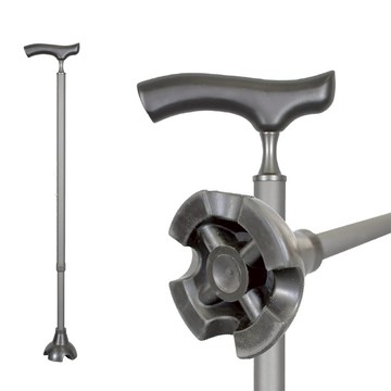 海夫北匠醫療用手杖 好好杖 細頸實木握把站立手杖四爪防滑橡膠腳墊 高級灰(1021-043-GR) 限時升級五爪避震腳墊