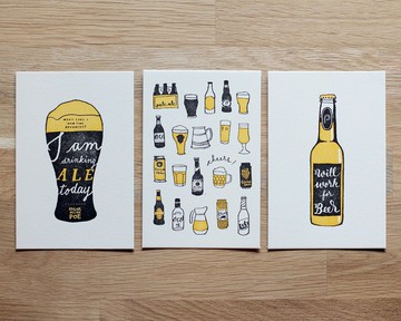 啤酒系列 - 凸版印刷明信片 一組 3 張
