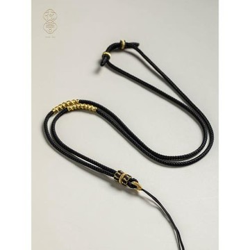 花素手工吊墜繩高貨項鏈繩掛墜玉墜平安扣翡翠黃金文藝掛件繩掛脖
