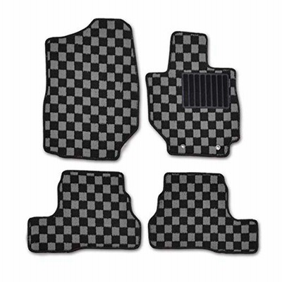 スズキ JB64 JB74 ジムニー フロア マット AT車 チェック 柄 4点セット 黒 灰