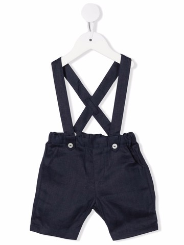 Tartine Et Chocolat - cross-strap linen dungarees - kids - Linen/Flax - 6 mths - Blue