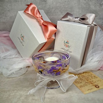 茶蠟燭台 乾花燭台  婚禮裝飾 母親節  姊妹禮物 紀念品 情人節