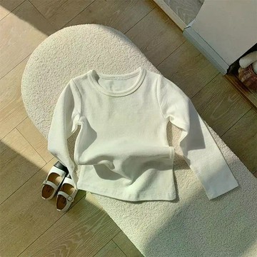 軟糯糯~春秋新款兒童長袖T恤德絨打底衫保暖上衣男女童內搭打底外穿 男童發熱衣 兒童德絨打底衫 內搭T恤 長袖上衣