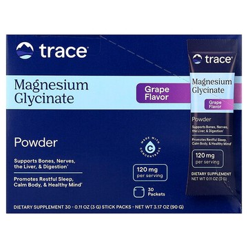 Trace, 甘氨酸鎂粉，葡萄味，30 包，每包 0.11 盎司（3 克）