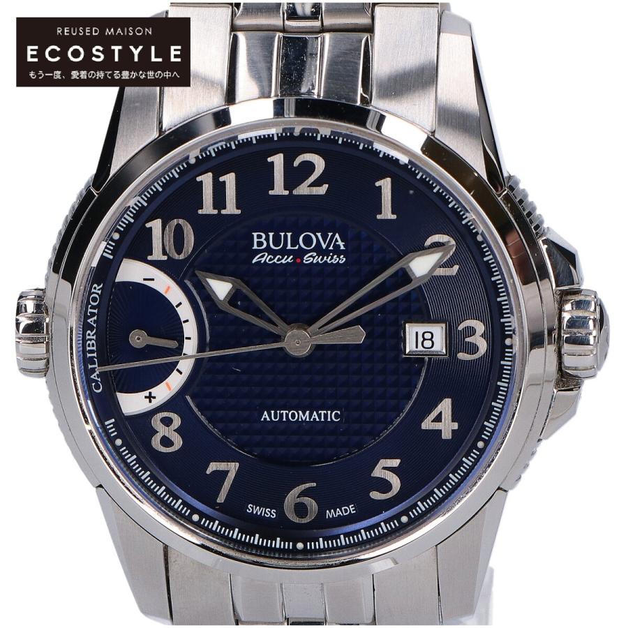 新品未使用 BULOVA ブローバ 63B175 Accu・Swiss CALIBRATOR アキュスイス キャリブレーター 自動巻き 腕時計 シルバー/ネイビー  | LINEブランドカタログ