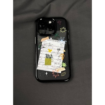 🎀保護殼🎀英文星樂譜適用蘋果16PROMAX手機殼iPhone15/14/13亞克力12小眾11