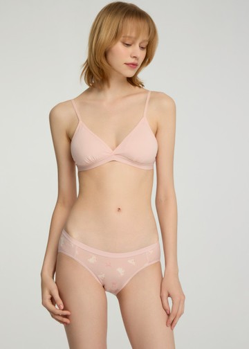 Balletcore．低腰三角內褲(芭蕾粉-兔子蝴蝶結)