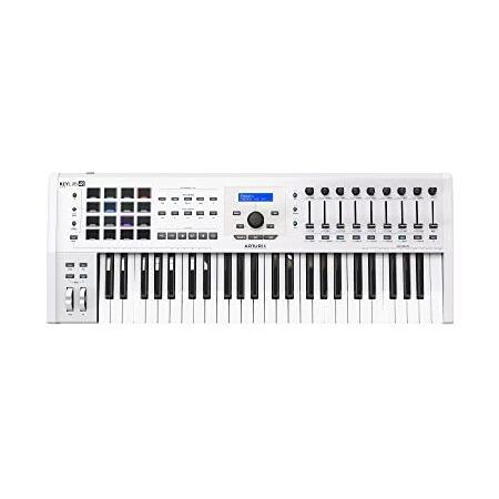 Arturia KeyLab 49 MKII 49-Key MIDI Keyboard Controller White Bundle with Headphones, Sustain Pedal, and Austin Bazaar Polishing Cloth