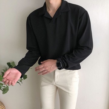 正韓春夏小V型翻領彈性長袖上衣 4色 YUPPIE 預購商品 0822