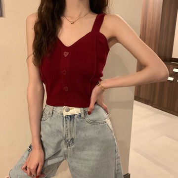 針織小吊帶女設計感小眾內搭背心辣妹無袖鏤空外穿百搭上衣潮夏季新款【聚宝屋】