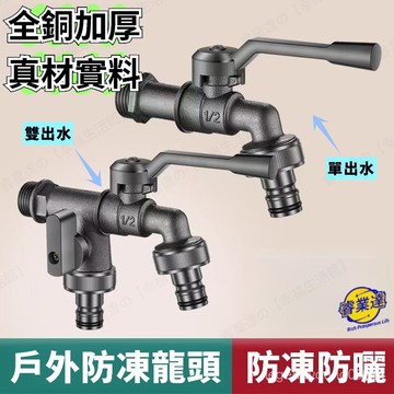 🔥臺灣優選+現貨🔥 一進二出雙控雙出水龍頭 2025新款雙出水龍頭頭 防曬防凍大水量龍頭 庭院水龍頭 槍灰色洗衣機水龍