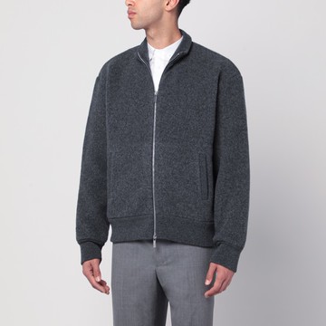 Grey wool zip-up cardigan