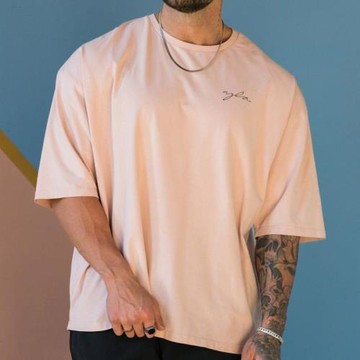 2025夏季男士t恤運動短袖寬松半袖純棉潮流歐美大碼健身圓領體恤