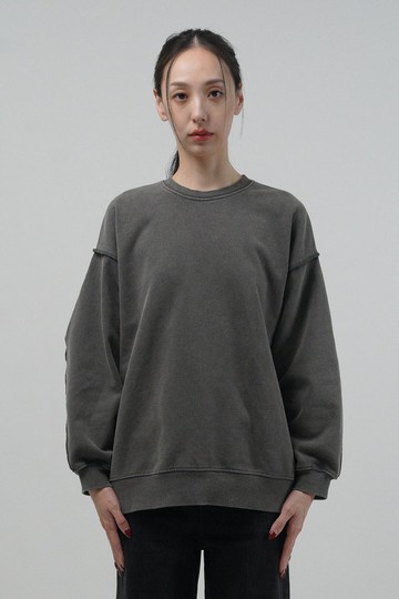 解構水洗接縫大學T - 鐵灰