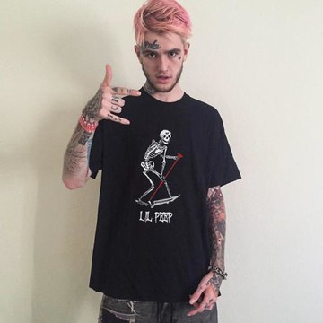 Lil Peep短袖t恤男美式街頭潮牌hiphop說唱寬松純棉骷髏印花半袖
