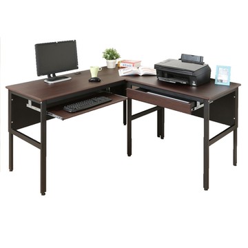 DFhouse頂楓大L型工作桌+1抽屜1鍵盤電腦桌 150*150*76