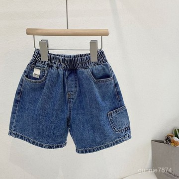 夏上新！兒童夏裝牛仔短褲新款韓版男童洋氣舒適百搭潮流女童時髦短褲中大童短褲 五分短褲 夏天褲子 休閒短褲
