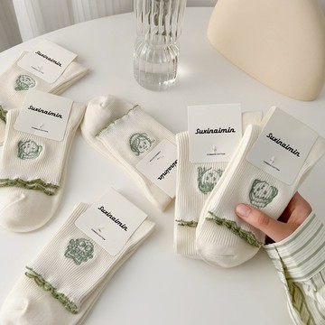 現貨 ⓇⒺⓃⒶ｜蓊蓊原野🍃｜日系卡通中筒襪_百搭/日系/學院風/刺繡/長襪/襪子【R21405】