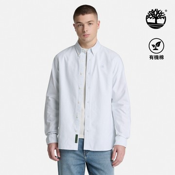 男款天藍色條紋長袖牛津襯衫|A5TE3B02
