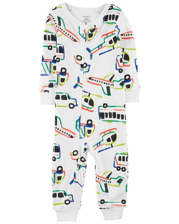 Toddler 1-Piece Transportation 100% Snug Fit Cotton Footless PJs