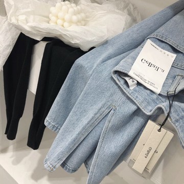 外貿出口大牌女裝清倉撤柜尾貨剪標春夏直筒牛仔褲闊腿拖地長褲