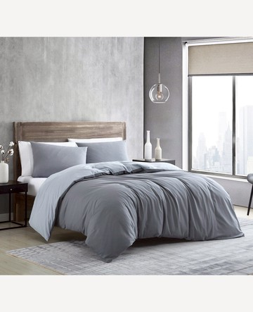 Kenneth Cole | Sustainable Solid Grey Duvet Cover Set in Open Dark Grey