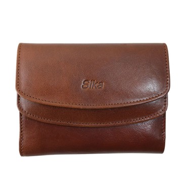 Sika - 義大利時尚真皮雙蓋中夾A8205-02深咖啡