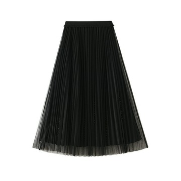 【巴黎精品】現貨+預購 女網紗裙A字裙百褶裙半身裙長裙大碼洋裝休閒大尺碼女裝-釘珠金絲絨兩面4色a1fq142