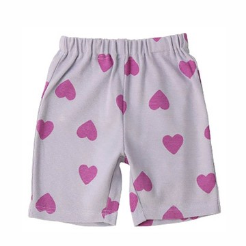 日本 ZOOLAND - 百搭印花彈力休閒短褲-愛心-淺紫